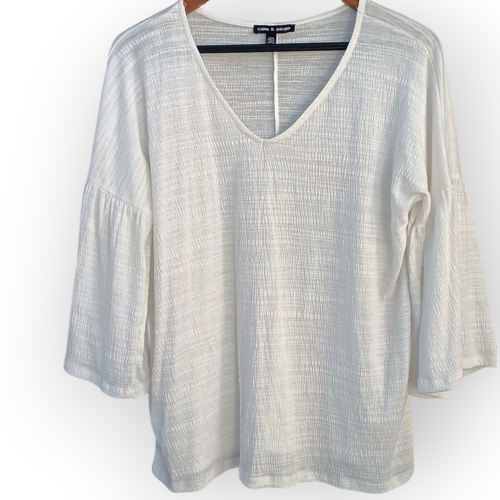 White V-Neck Women's Top